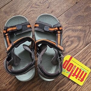 Boys' Brown and Orange Outdoor Sandals with Adjustable Straps